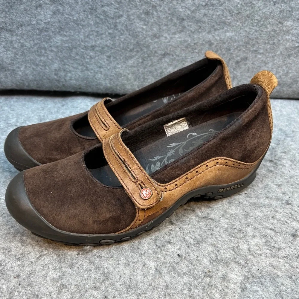 Merrell Brown‎ Suede Leather Accent Mary Jane Comfort Shoes Outfoors Women's  8